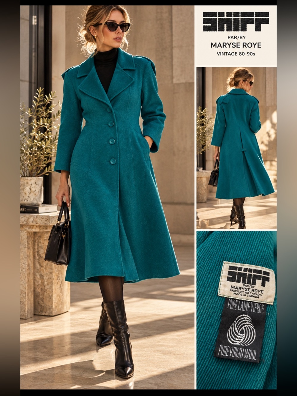 Vintage 90’s! SHIFF by MARYSE ROYE, pure wool corduroy coat!